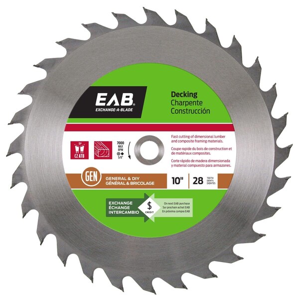 Exchange-A-Blade 10 in. x 28 Teeth Framing Decking Saw Blade - Recyclable Exchangeable 1010782 - main